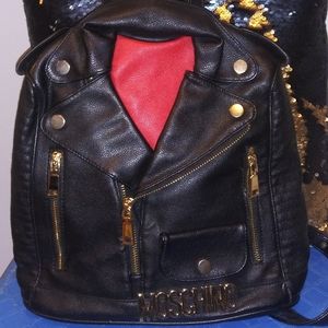 Coolives MOSCHINO Style Biker Leather Jacket Bag